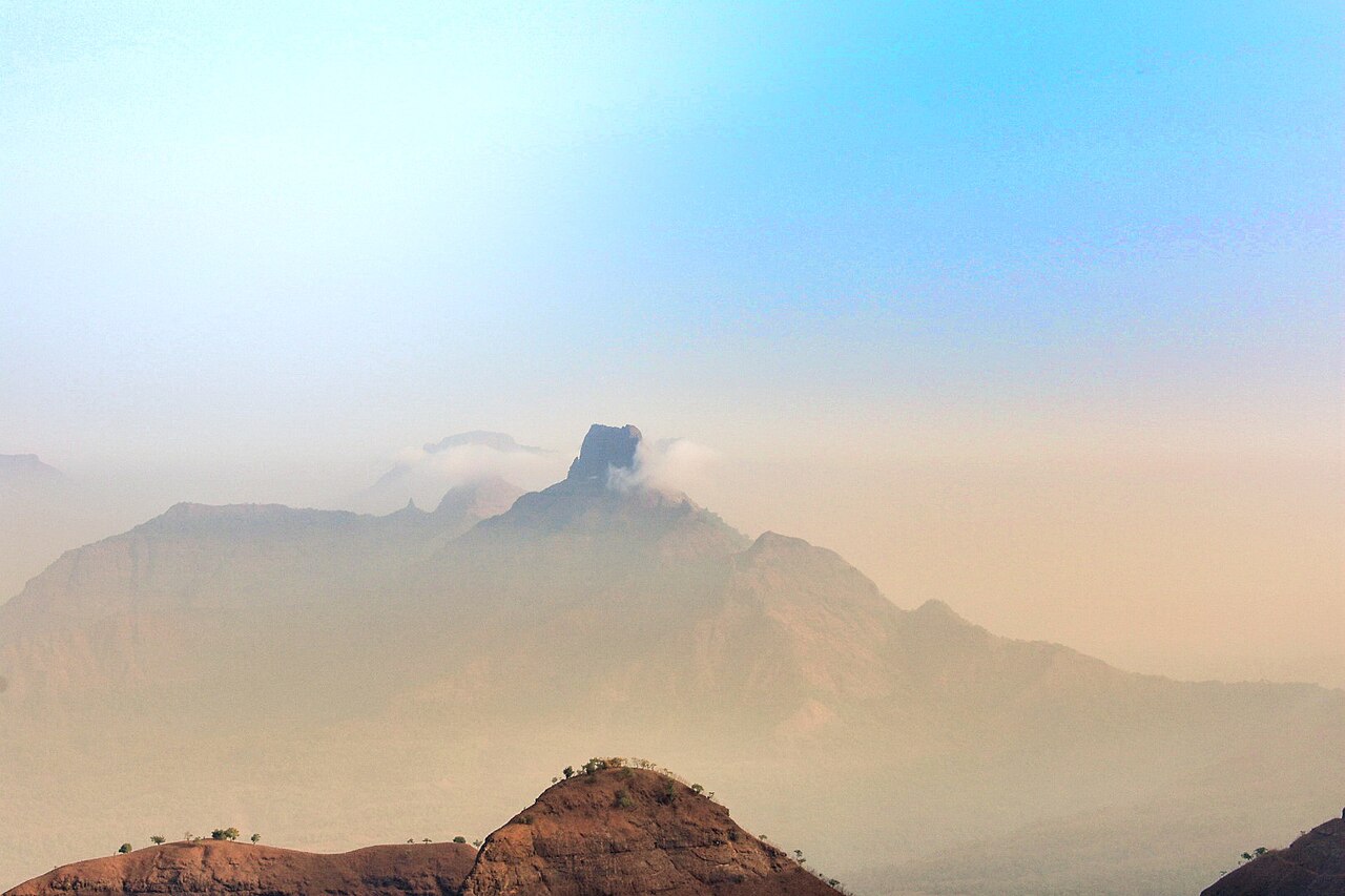 Mountain ridges and mist viewed from Matheran Hill Station